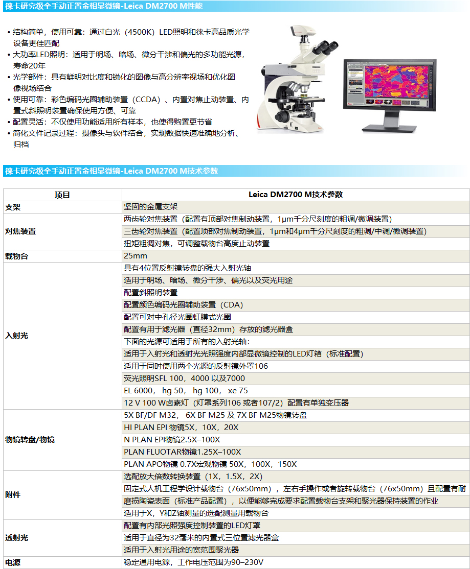 徠卡全手動(dòng)正置金相顯微鏡-Leica DM2700 M